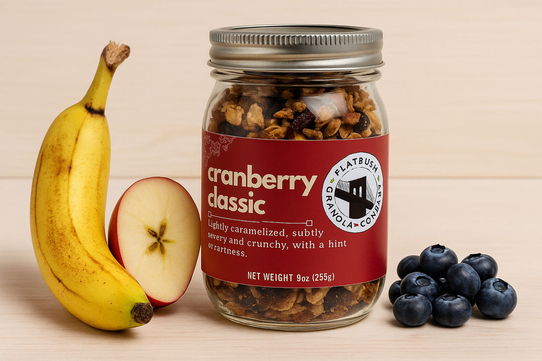 Crown Heights Cooler: Blueberry Apple Smoothie with Cranberry Granola