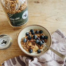 Load image into Gallery viewer, Say Olé: Crunchy Gluten-free Granola Mix with Bananas, Peanuts and Coconut (jar)